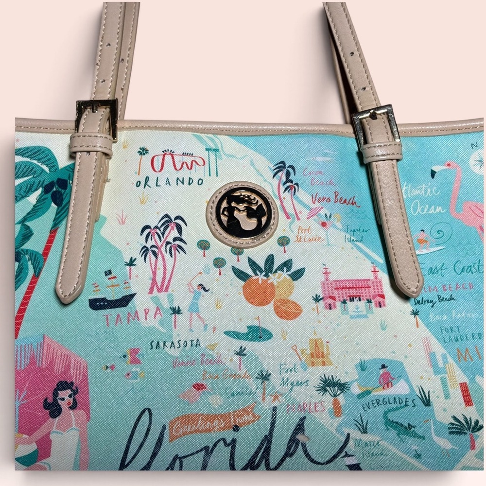 Spartina 449 Greetings From Florida Map Tote Bag
